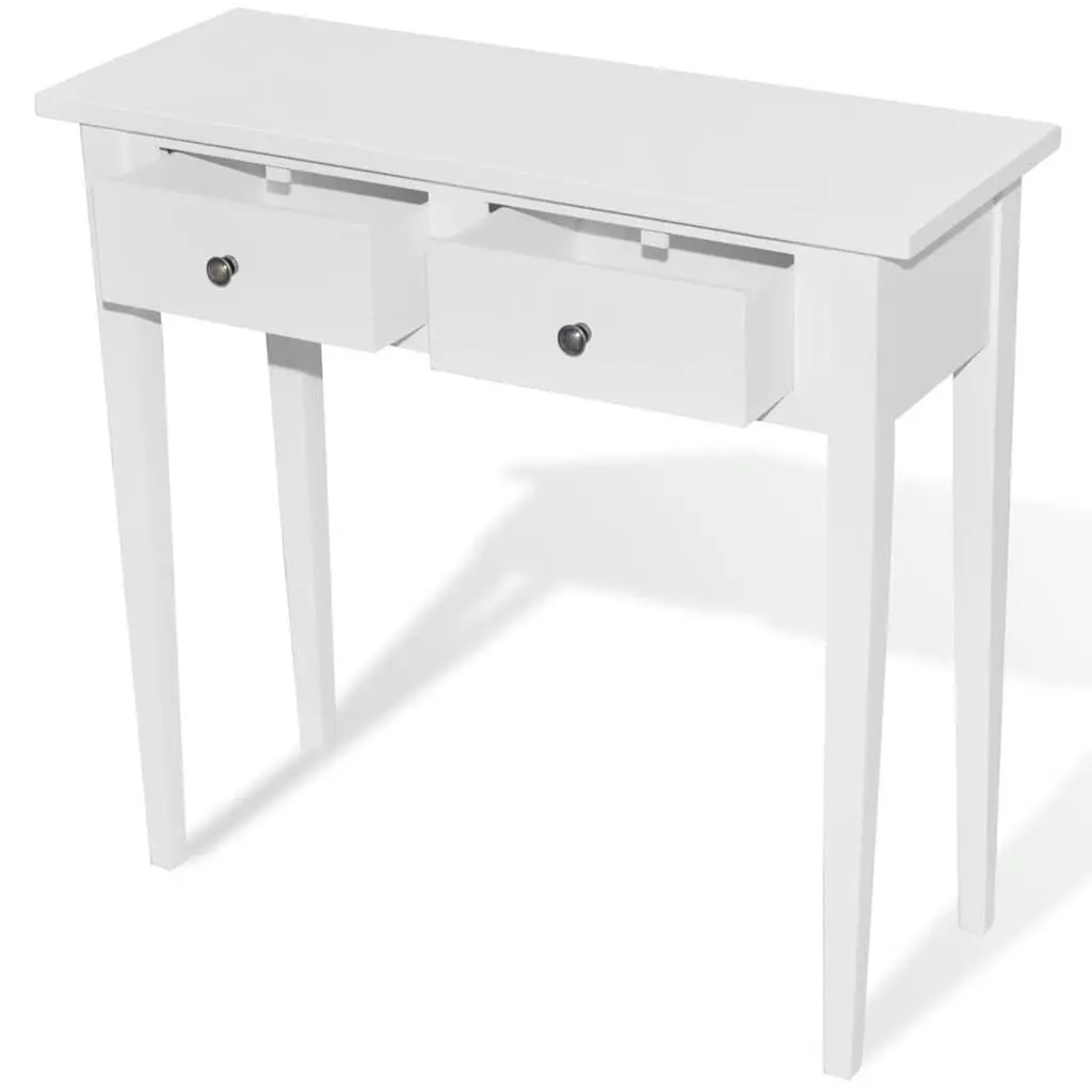 White Console Table with Two Drawers for Living Areas