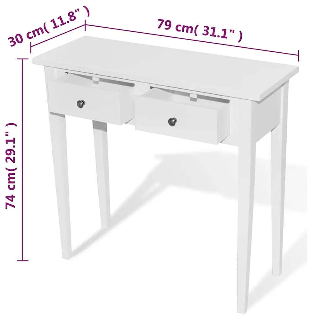 White Console Table with Two Drawers for Living Areas