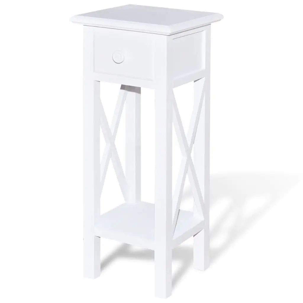 End Table with Drawer Storage Living Room Bedroom Accent Side Table White