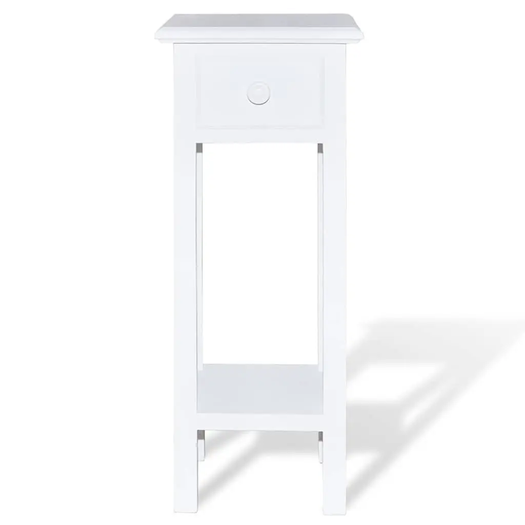 End Table with Drawer Storage Living Room Bedroom Accent Side Table White