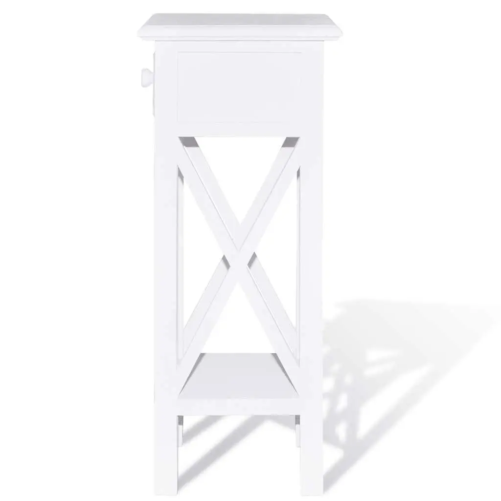 End Table with Drawer Storage Living Room Bedroom Accent Side Table White