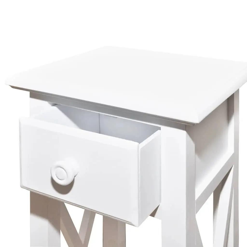 End Table with Drawer Storage Living Room Bedroom Accent Side Table White