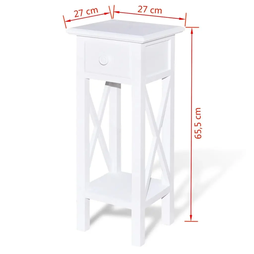 End Table with Drawer Storage Living Room Bedroom Accent Side Table White