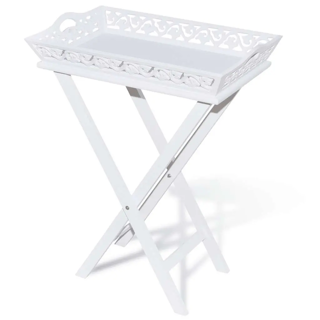 White Accent Side Table with Removable Tray