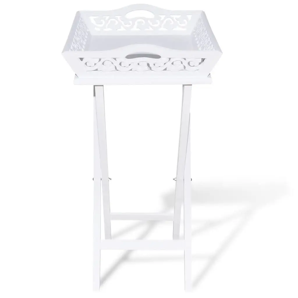 White Accent Side Table with Removable Tray