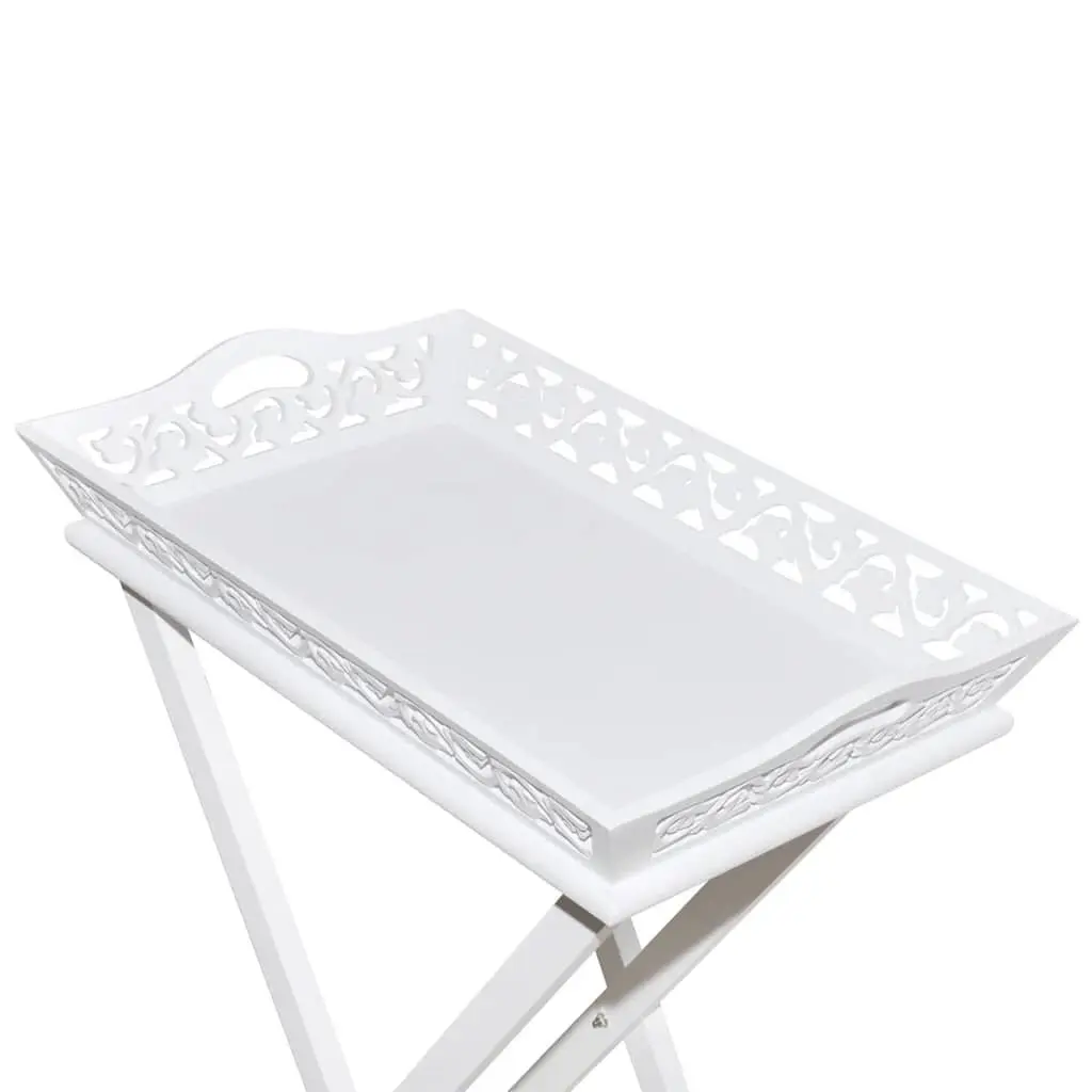 White Accent Side Table with Removable Tray