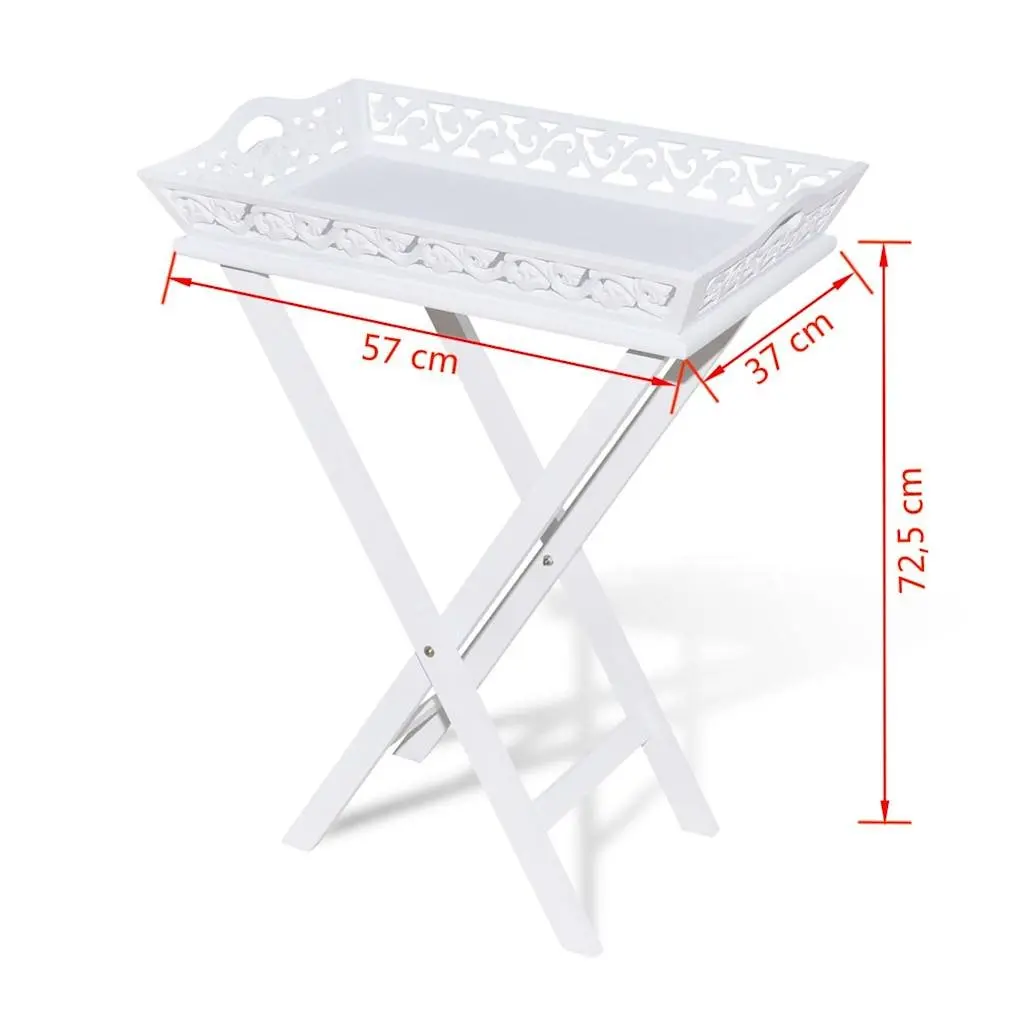 White Accent Side Table with Removable Tray