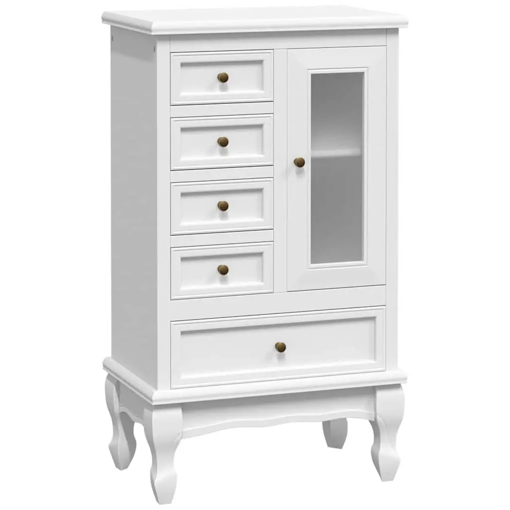 Chest of Drawers 5 Drawer Cabinet Storage Unit 2 Shelves Home Furniture White