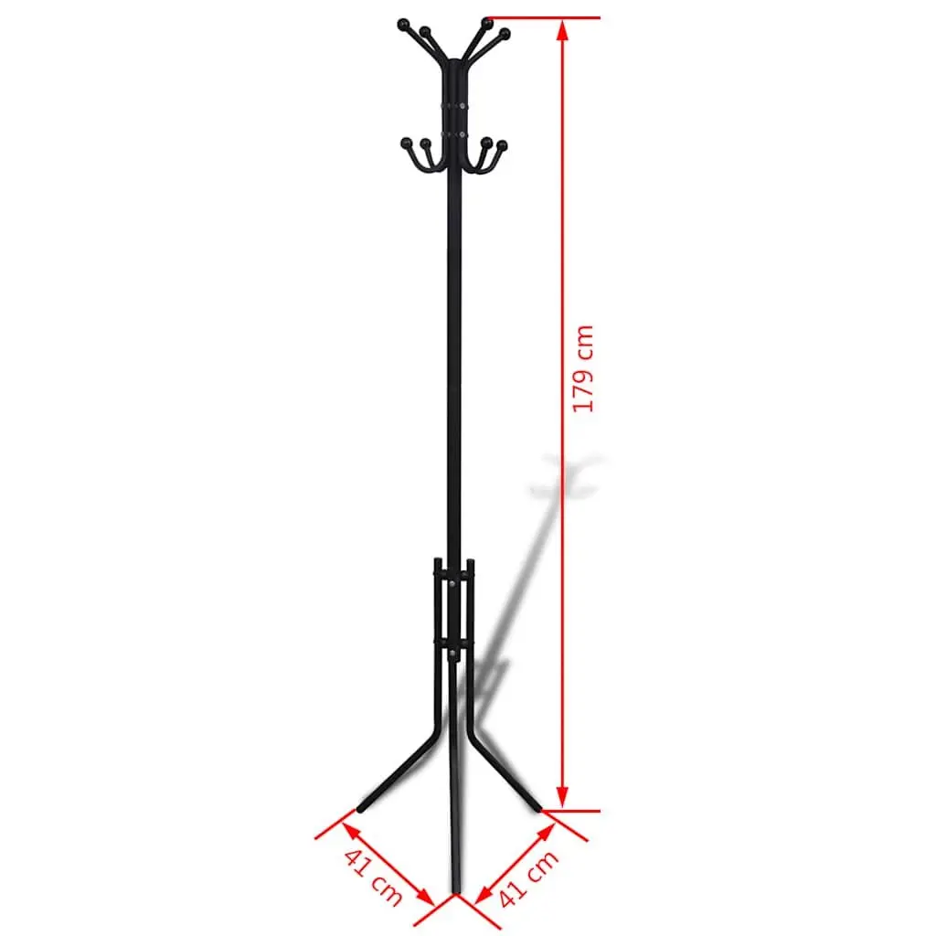 Black Metal Coat Stand with Triangular Legs