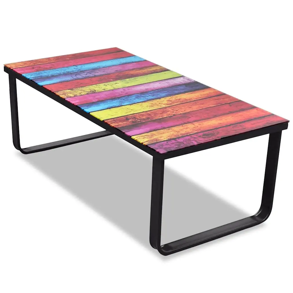 Rectangular Coffee Table with Rainbow Glass Top