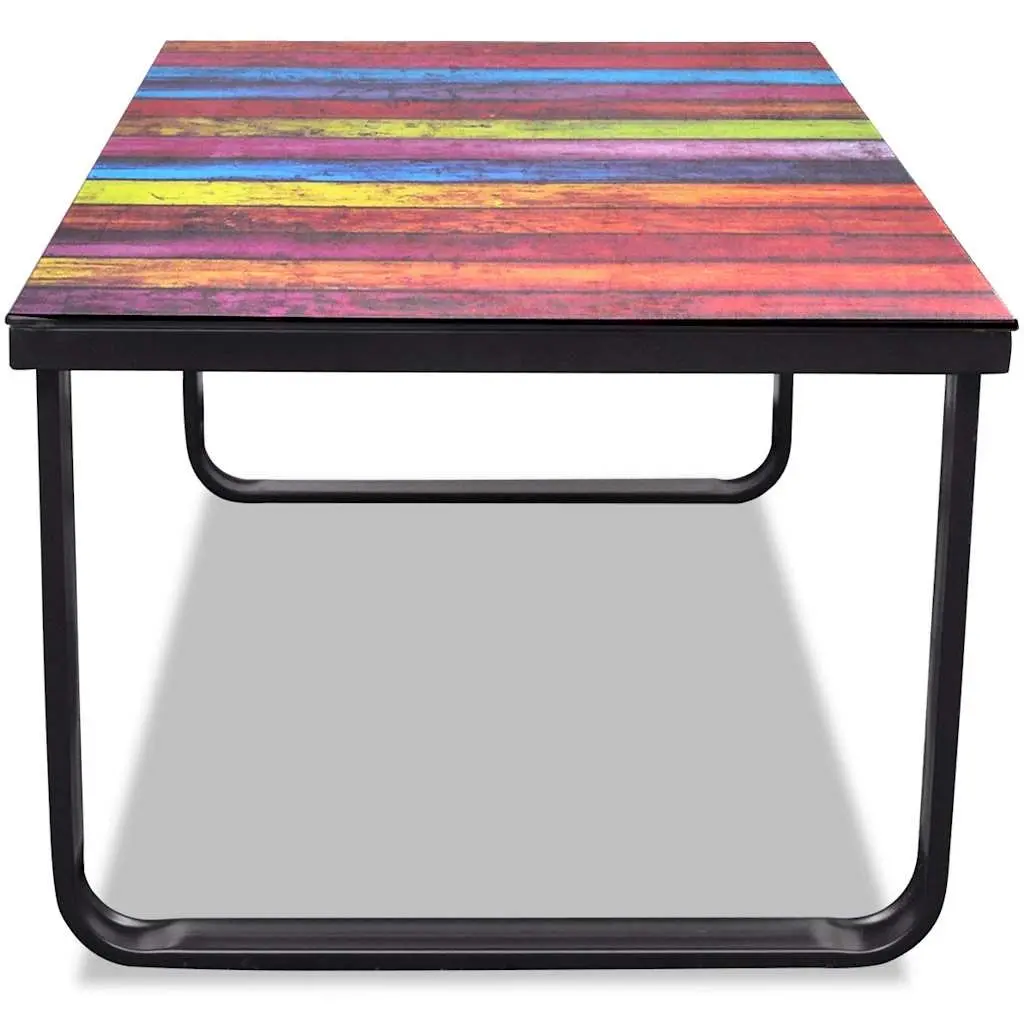 Rectangular Coffee Table with Rainbow Glass Top