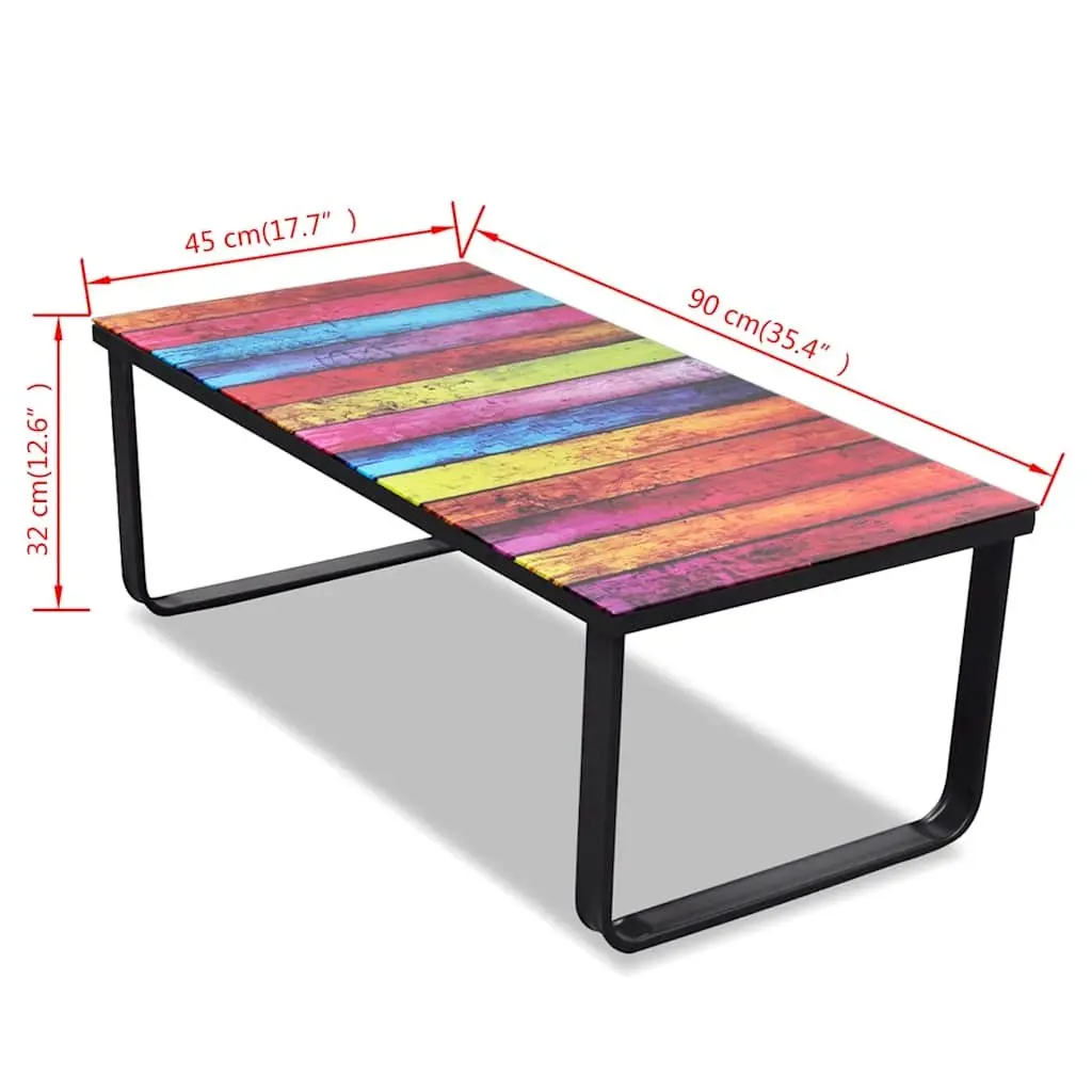 Rectangular Coffee Table with Rainbow Glass Top