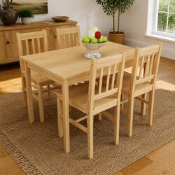 Charming Wooden Dining Set with 4 Chairs in Brown