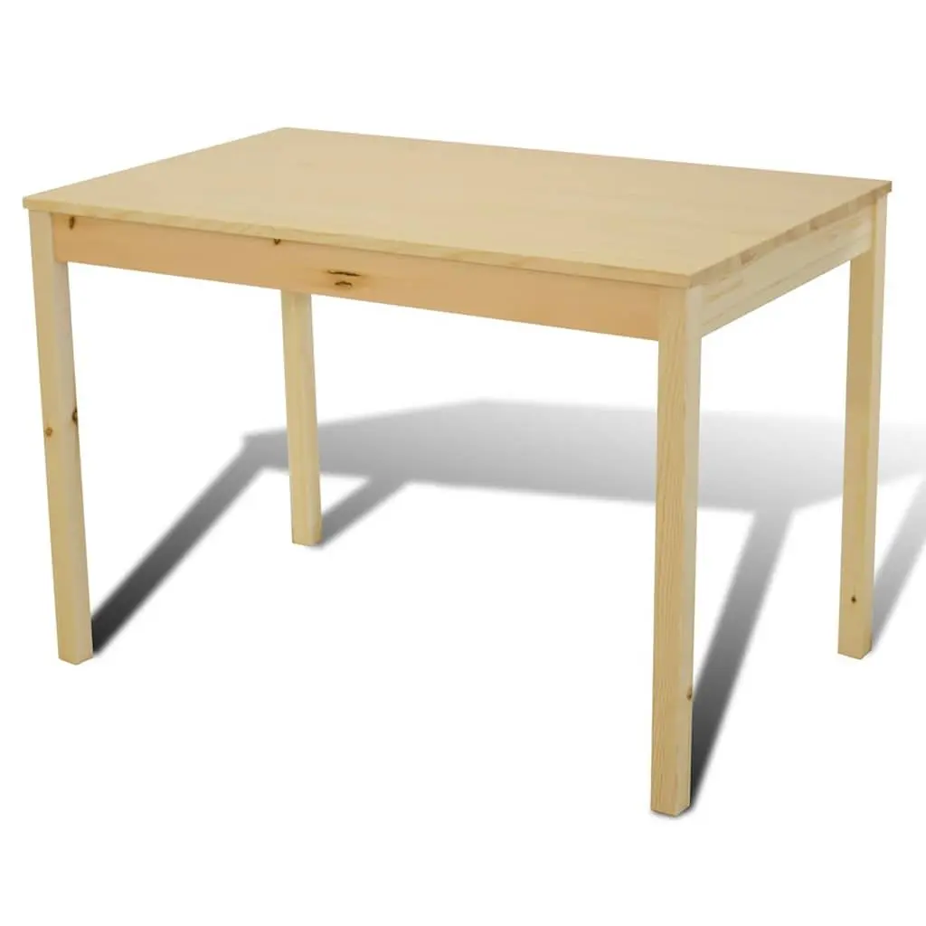 Wooden Dining Table Set Brown 5 Piece Solid Pine Wood Construction
