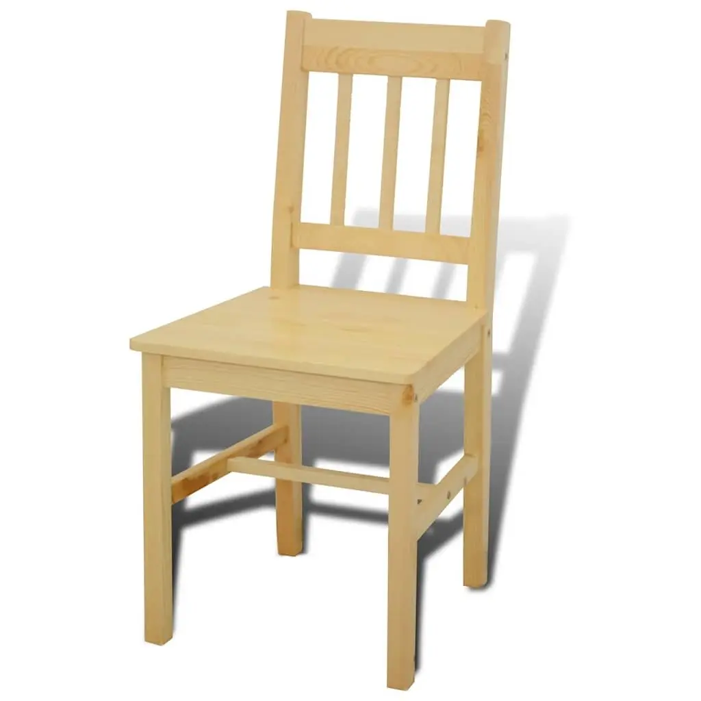 Wooden Dining Table Set Brown 5 Piece Solid Pine Wood Construction