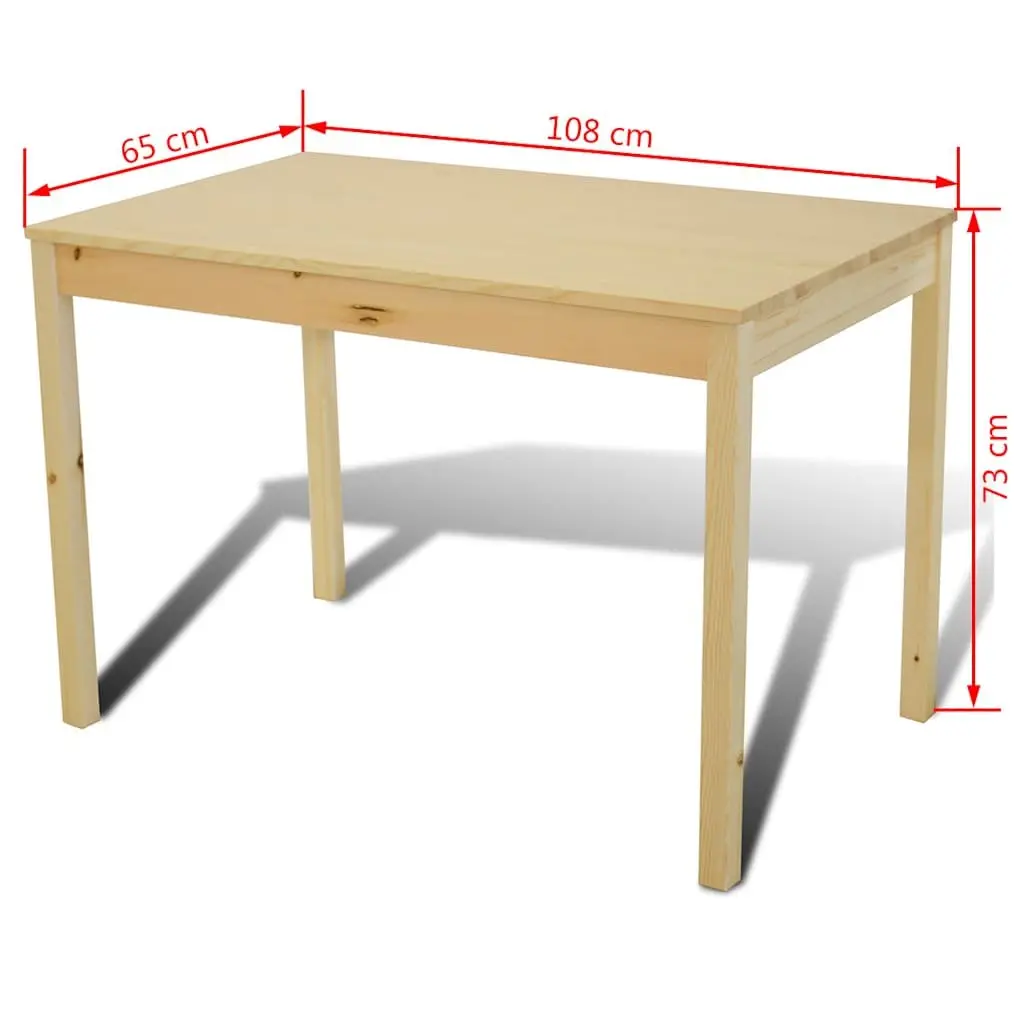 Wooden Dining Table Set Brown 5 Piece Solid Pine Wood Construction