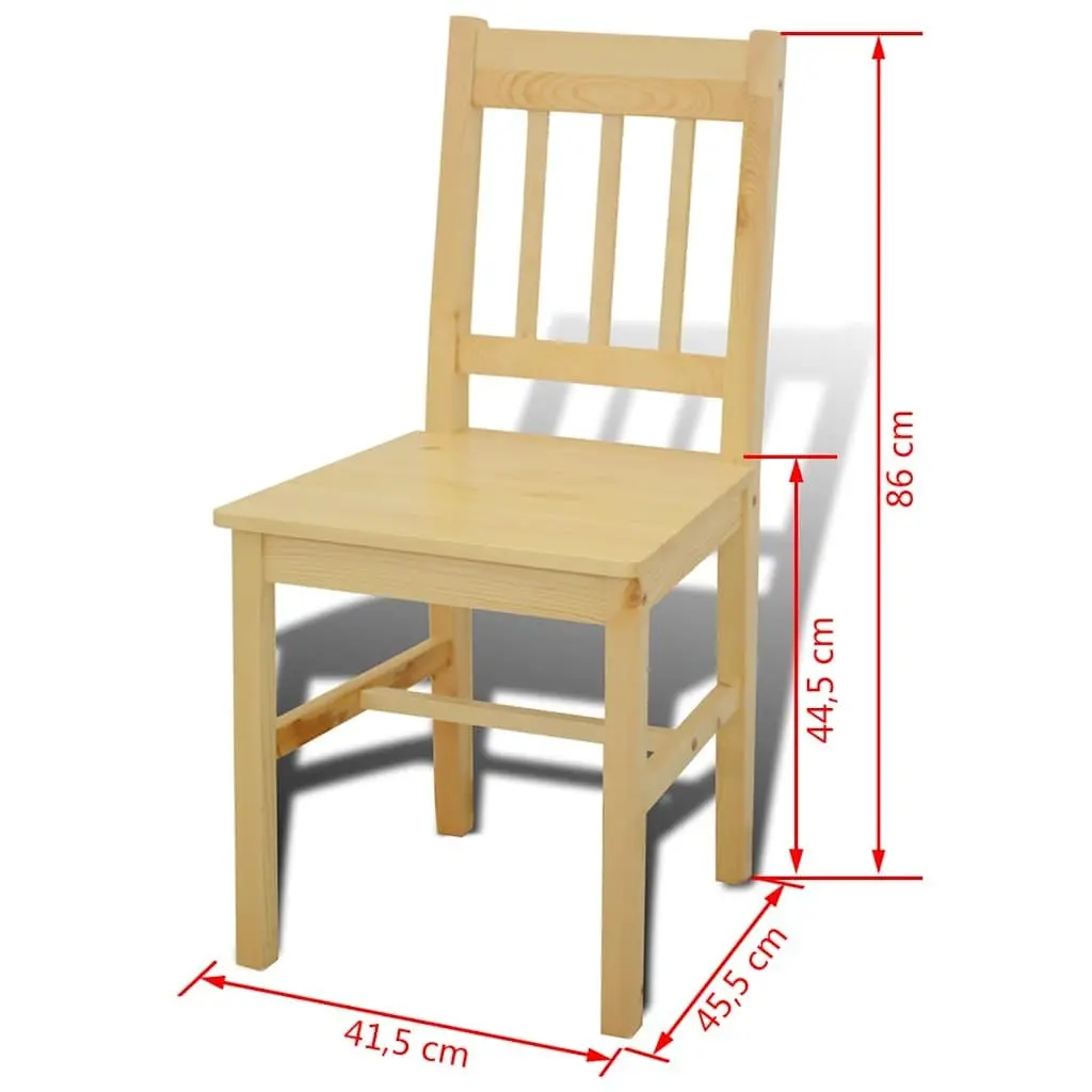 Wooden Dining Table Set Brown 5 Piece Solid Pine Wood Construction