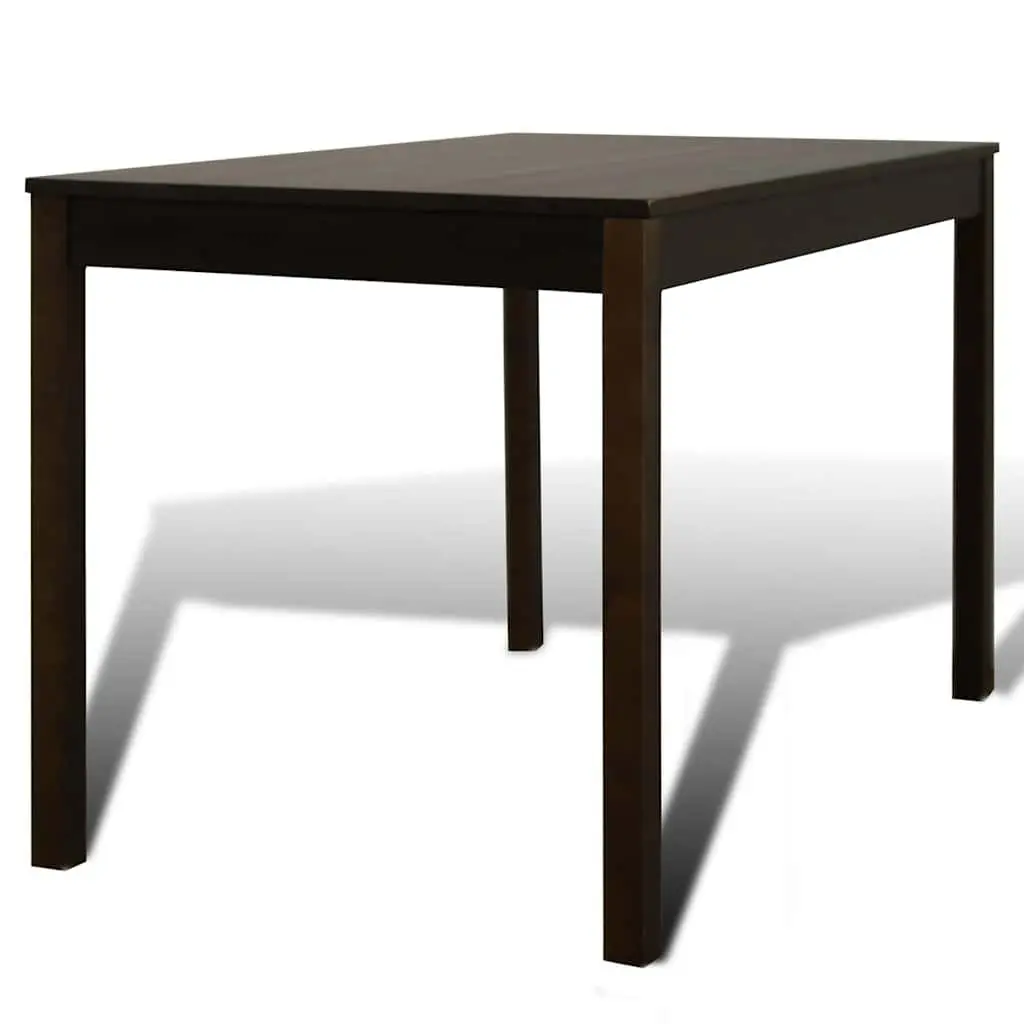 Wooden Dining Table Set Brown 5 Piece Solid Pine Wood Minimalist Style