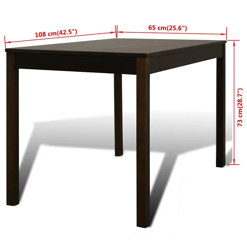 Wooden Dining Table Set Brown 5 Piece Solid Pine Wood Minimalist Style