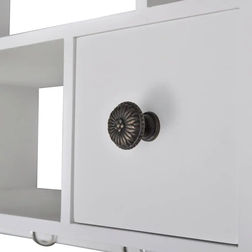 Wooden Kitchen Wall Cabinet Antique Look White 4 Drawers 4 Shelves