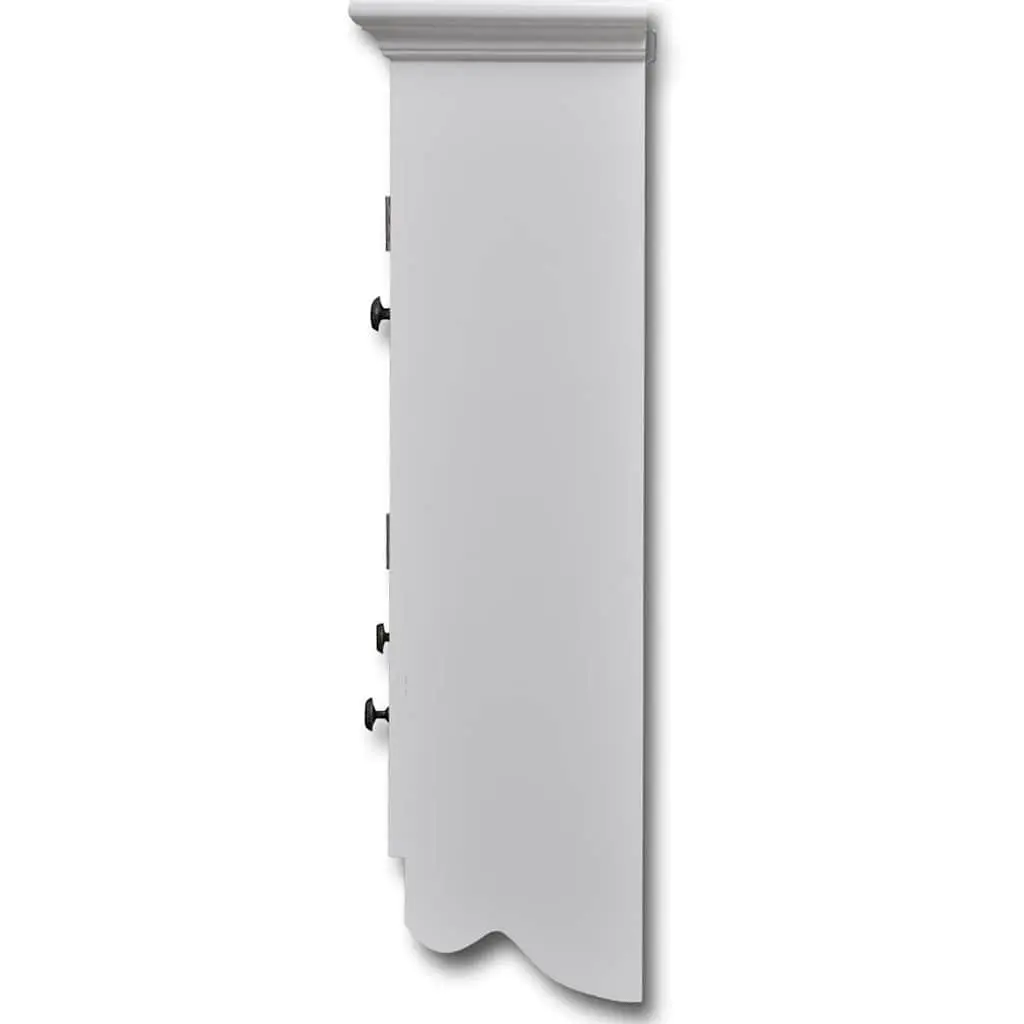 Wooden Kitchen Wall Cabinet Glass Door White Storage Shelves Drawers Hooks