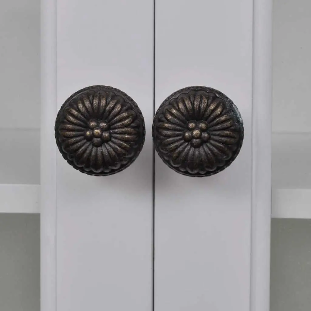 Wooden Kitchen Wall Cabinet Glass Door White Storage Shelves Drawers Hooks