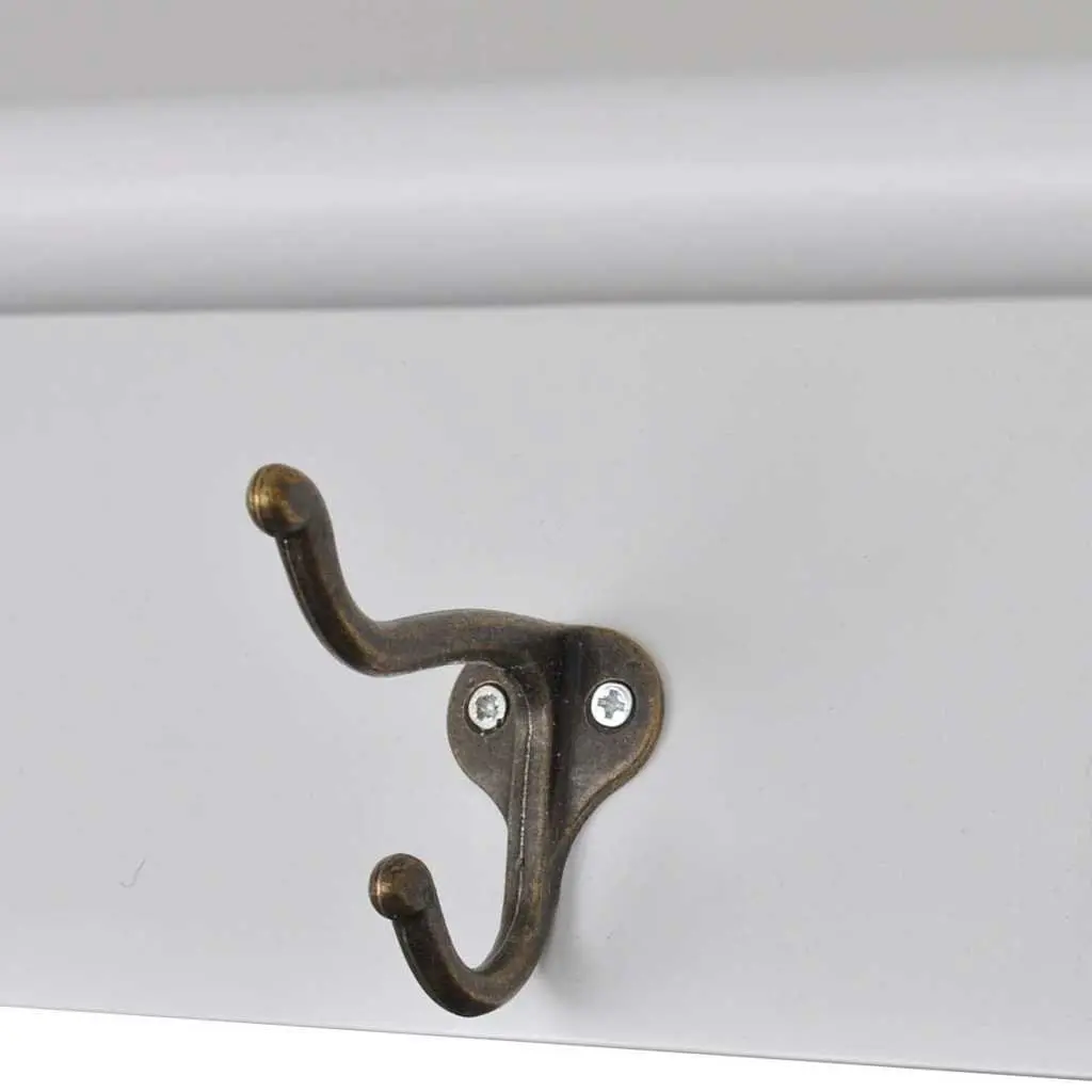 Wooden Kitchen Wall Cabinet Glass Door White Storage Shelves Drawers Hooks