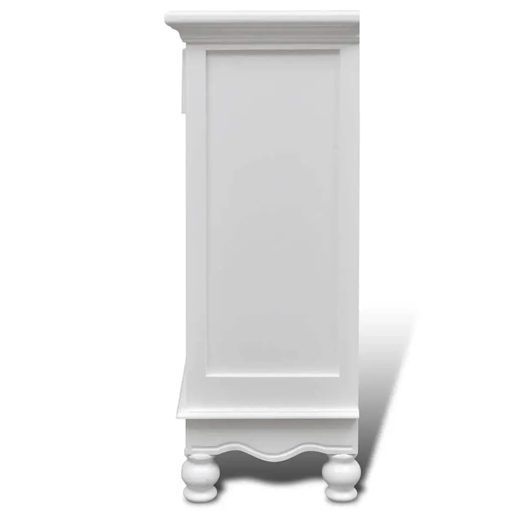 White Wooden Floor Cabinet with 2 Doors and 1 Drawer