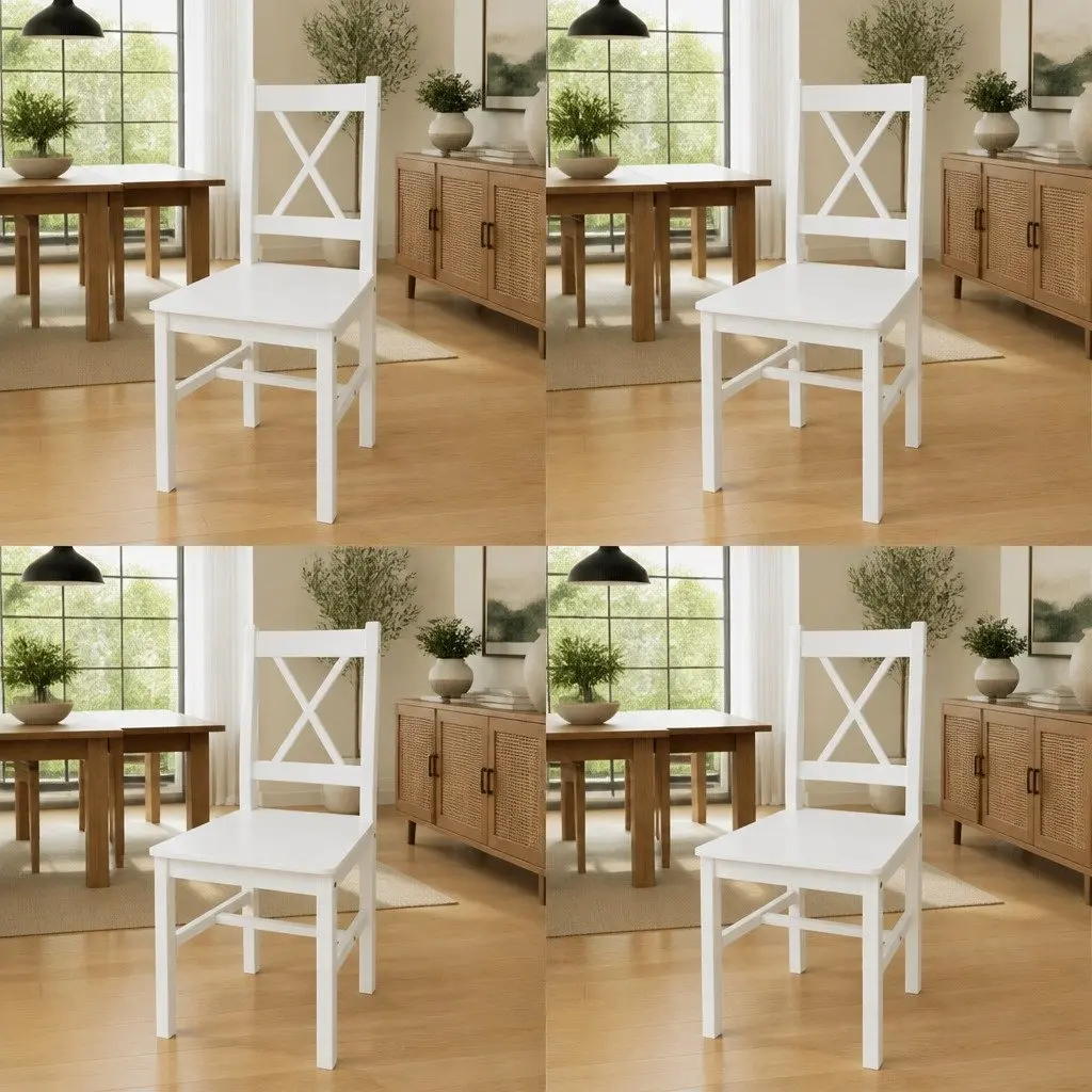 Dining Chairs Set 4 pcs White Kitchen Seating Ergonomic Design Smooth