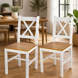 Elegant White Wooden Dining Chairs Set of 2