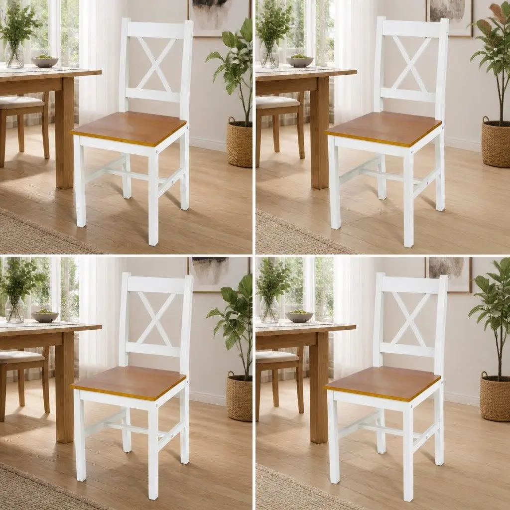 Dining Chairs White Wooden Set 4 Pieces