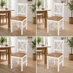 Elegant 4-Piece White Wooden Dining Chair Set