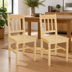 Elegant Beige Wooden Dining Chairs, Set of 2
