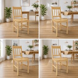 Beige Pinewood Dining Chairs Set of 4 for Cozy Spaces