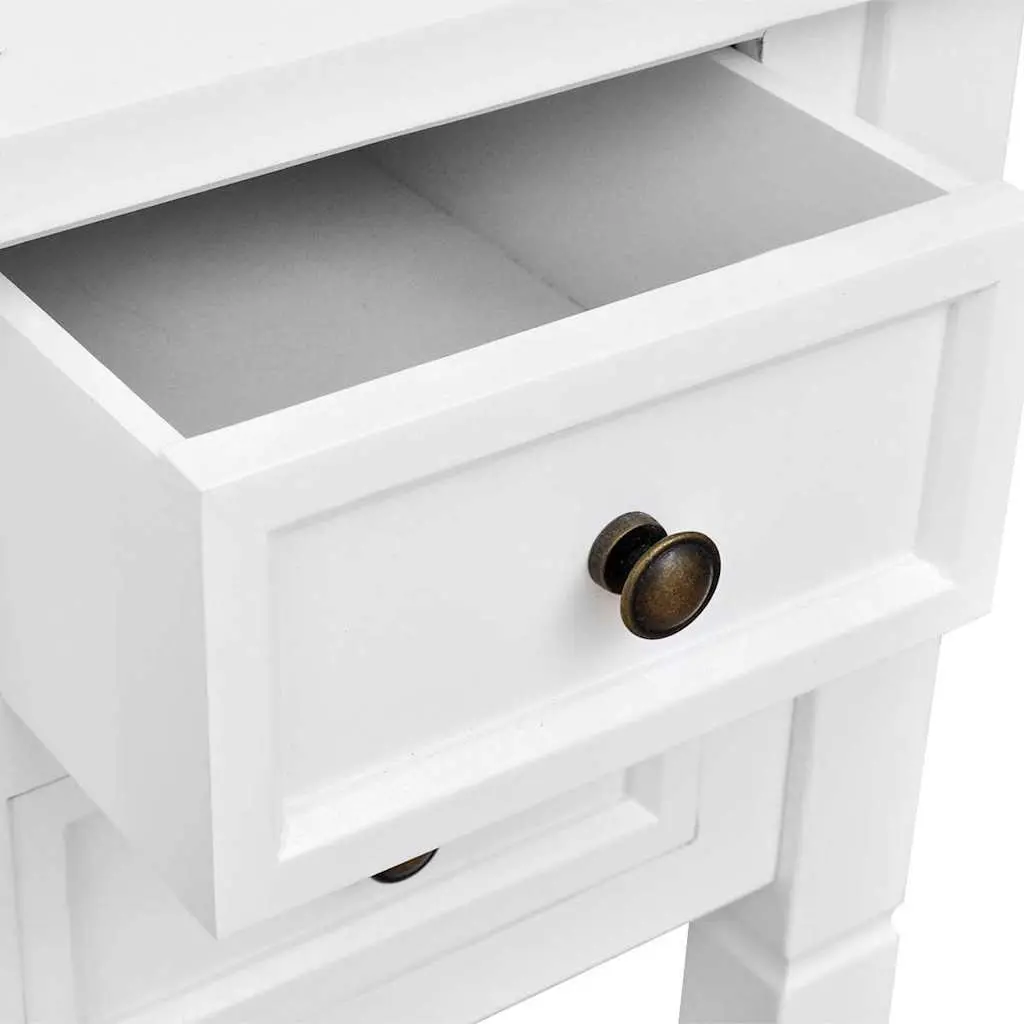 Writing Desk White 5 Drawer Storage MDF Pine Home Office Bedroom Furniture