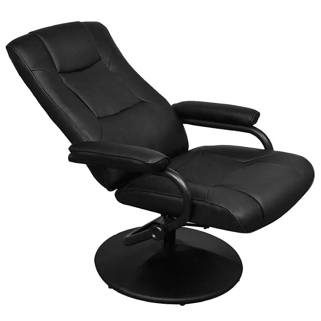 Black Faux Leather TV Armchair with Footstool