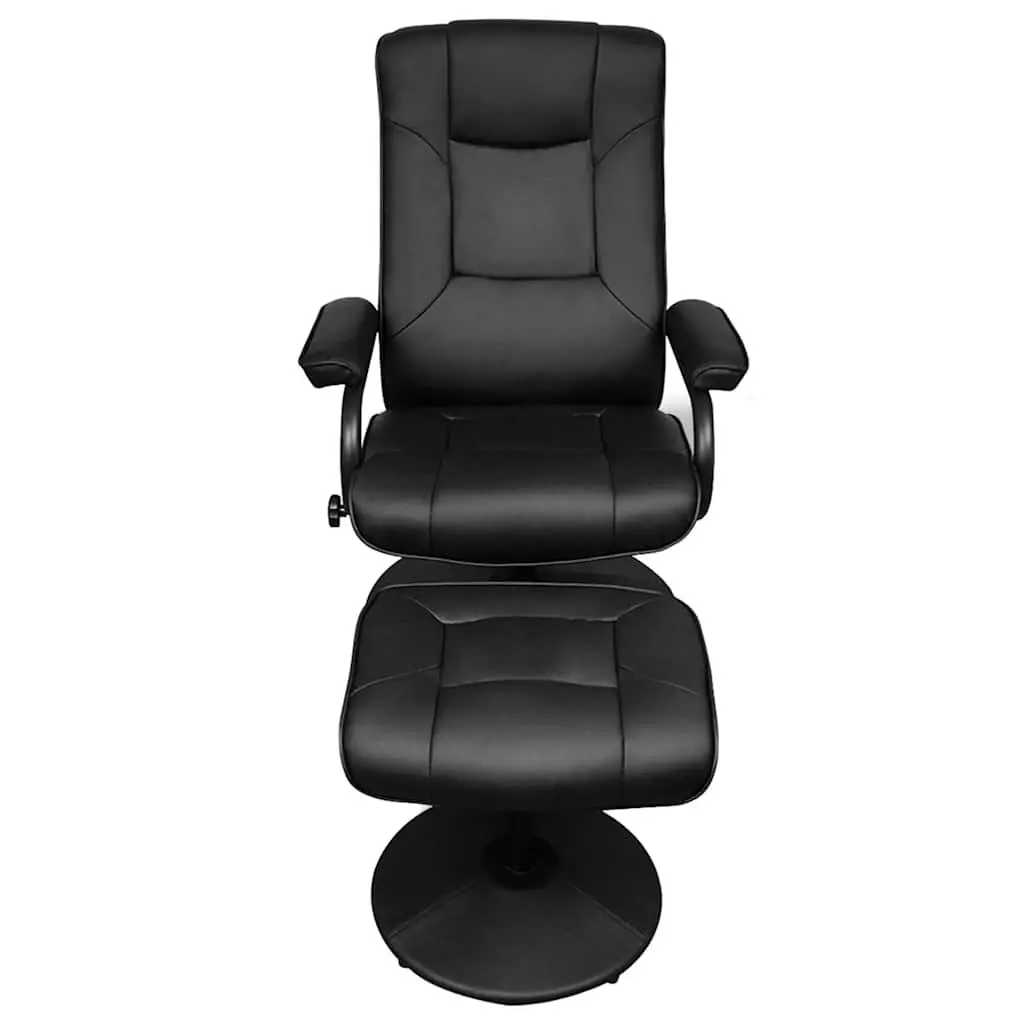 Black Faux Leather TV Armchair with Footstool