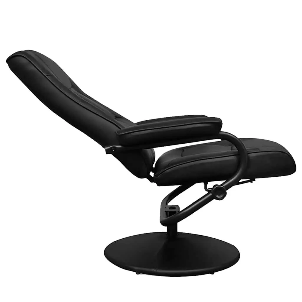 Black Faux Leather TV Armchair with Footstool