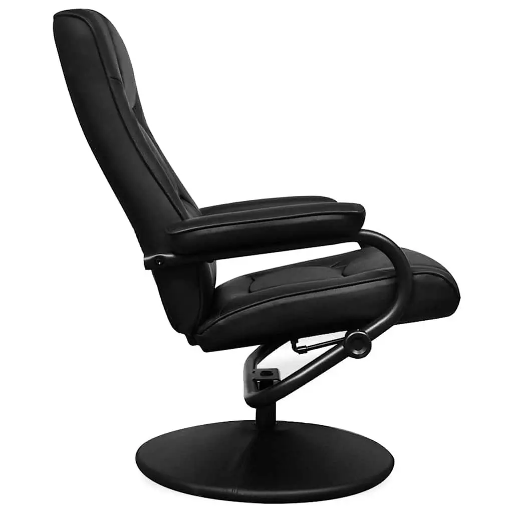 Black Faux Leather TV Armchair with Footstool