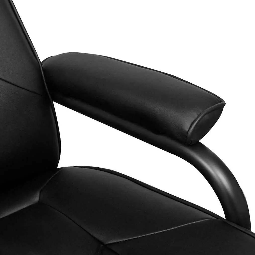 Black Faux Leather TV Armchair with Footstool