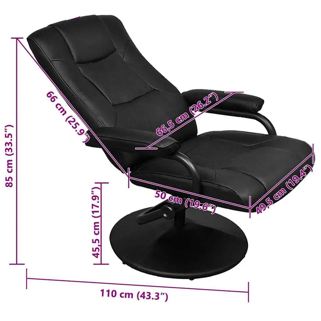 Black Faux Leather TV Armchair with Footstool