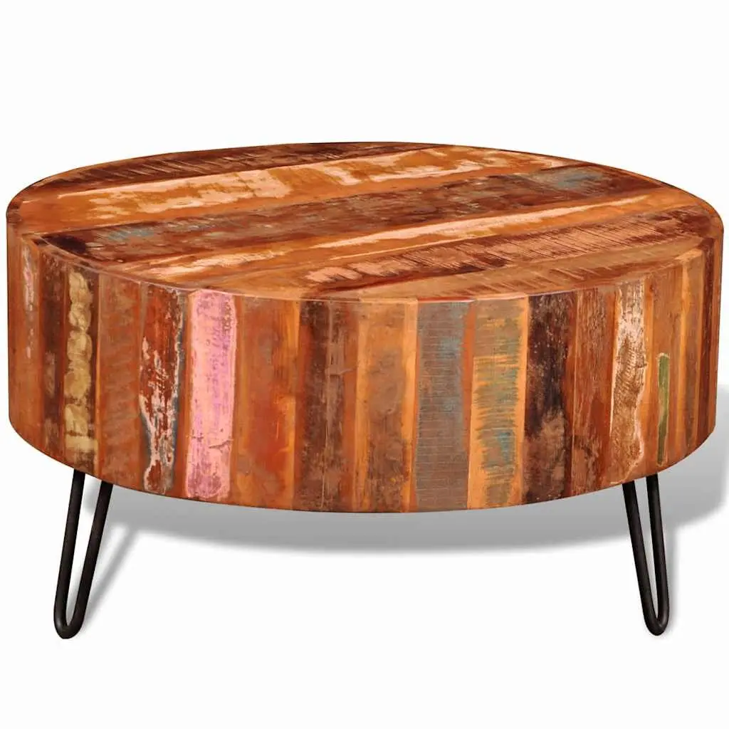 Vintage Round Coffee Table in Reclaimed Solid Wood