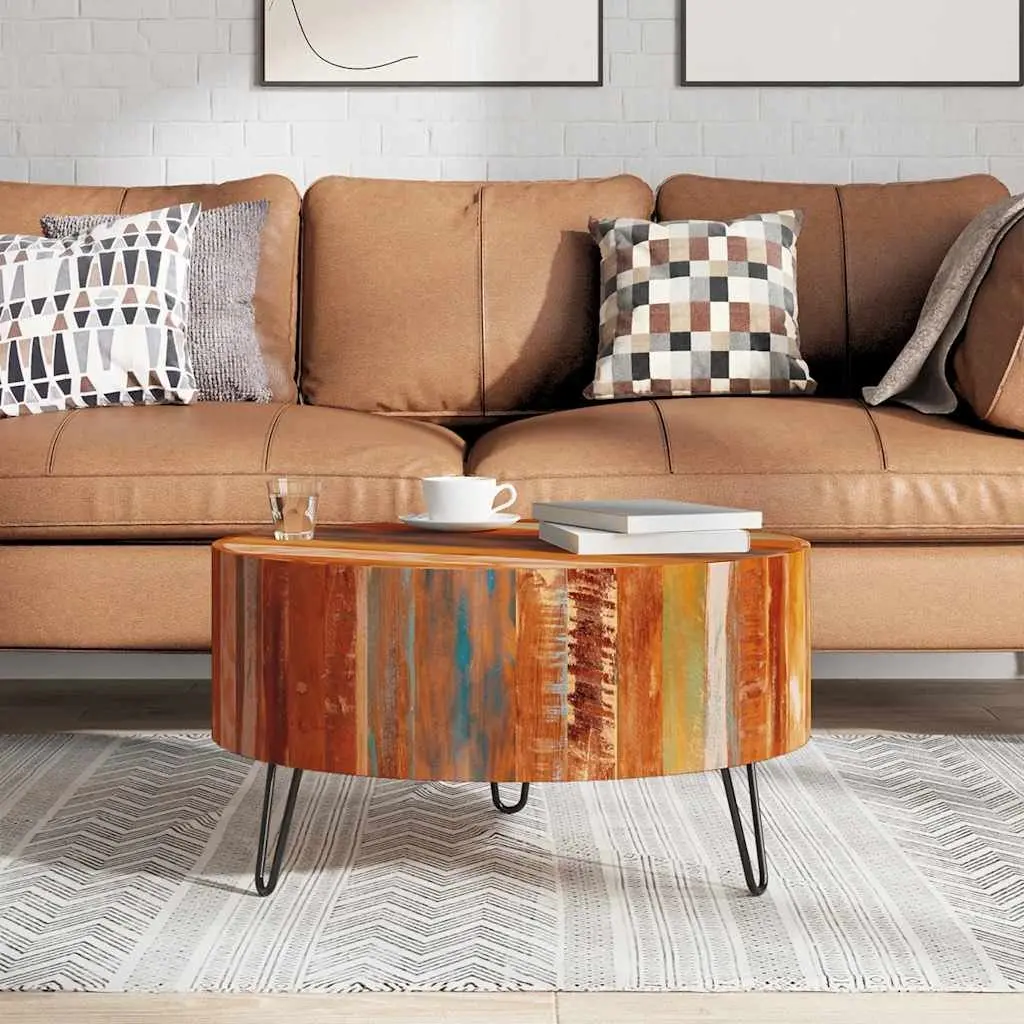 Vintage Round Coffee Table in Reclaimed Solid Wood