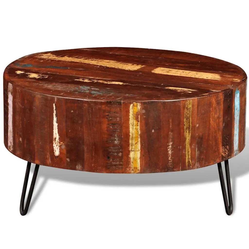 Vintage Round Coffee Table in Reclaimed Solid Wood
