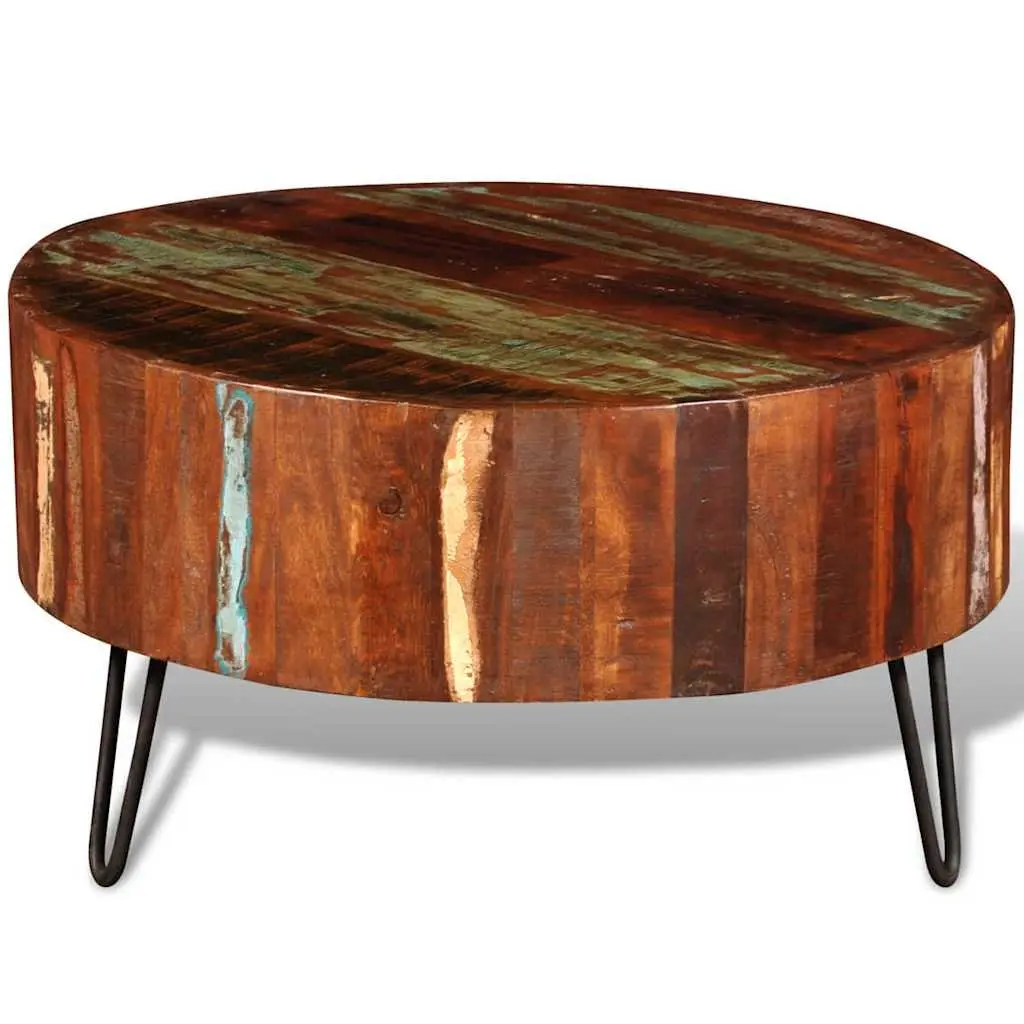Vintage Round Coffee Table in Reclaimed Solid Wood