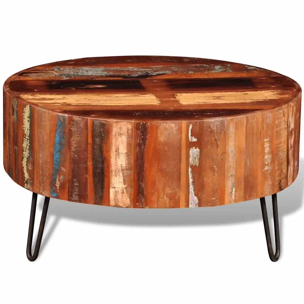 Vintage Round Coffee Table in Reclaimed Solid Wood