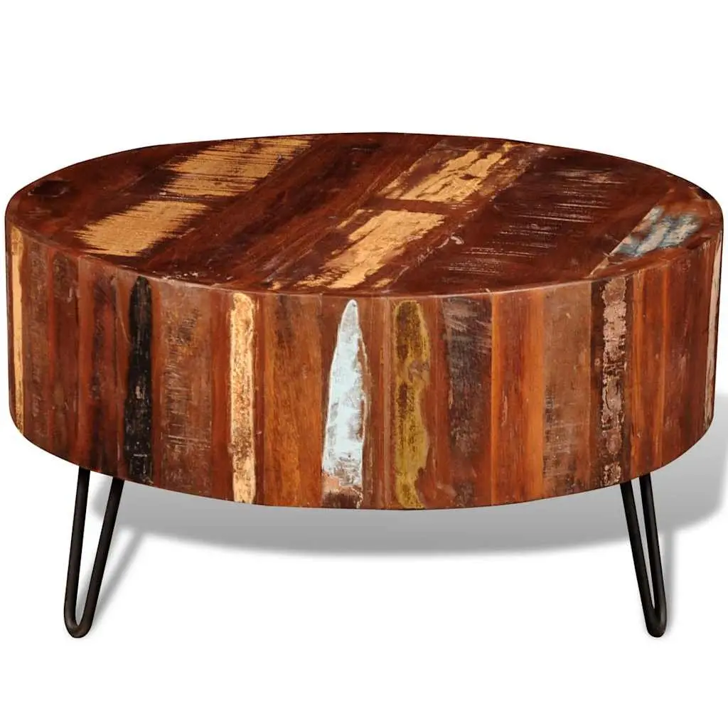 Vintage Round Coffee Table in Reclaimed Solid Wood