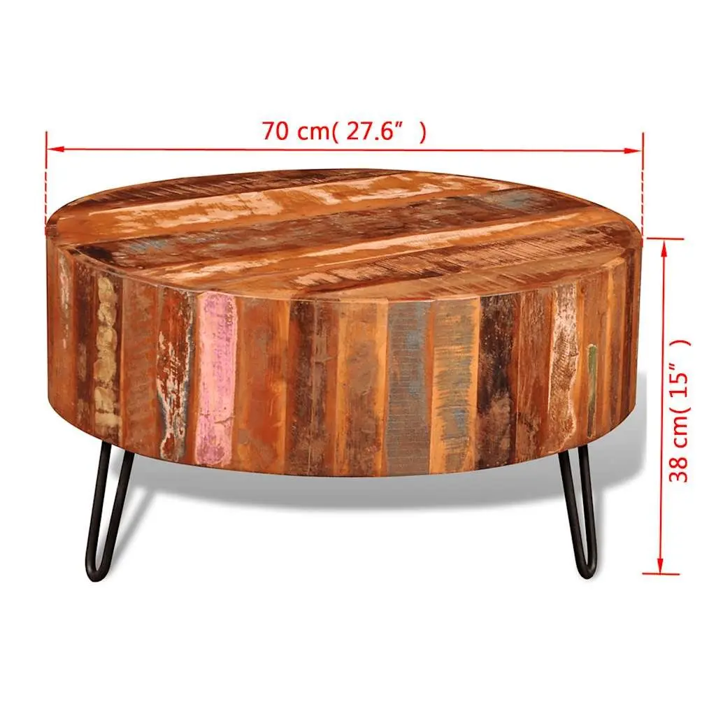 Vintage Round Coffee Table in Reclaimed Solid Wood