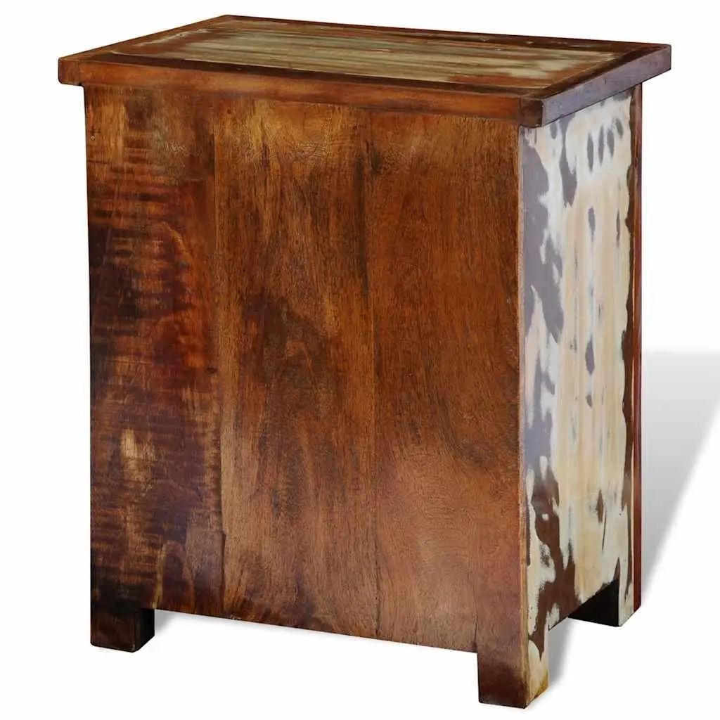 Bedside Table Antique Style 2 Drawer Reclaimed Wood Nightstand Storage Cabinet