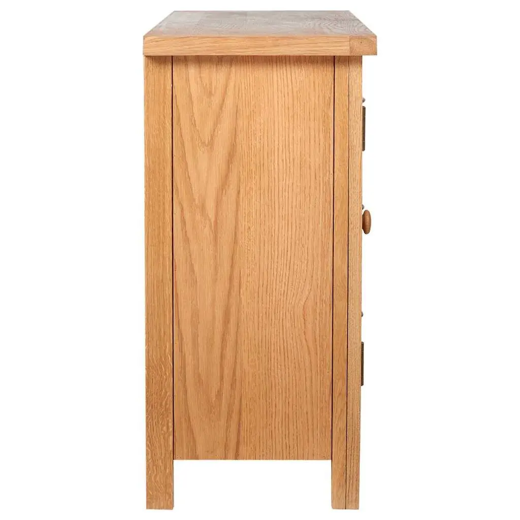 Wooden Sideboard Rustic Brown 110cm Solid Oak 3 Drawers 2 Cupboards